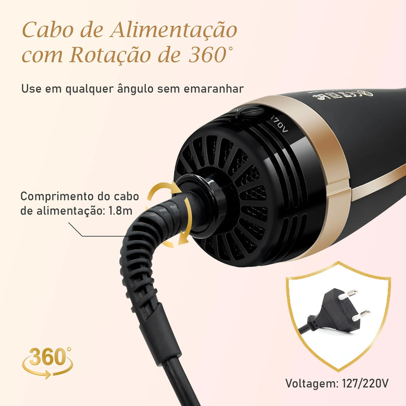 Escova Secadora, Escova Modeladora, 127V，Alisadora，127/220v Ajustável Rosapenteado para mulheres,pente de aquecimento 3 em 1