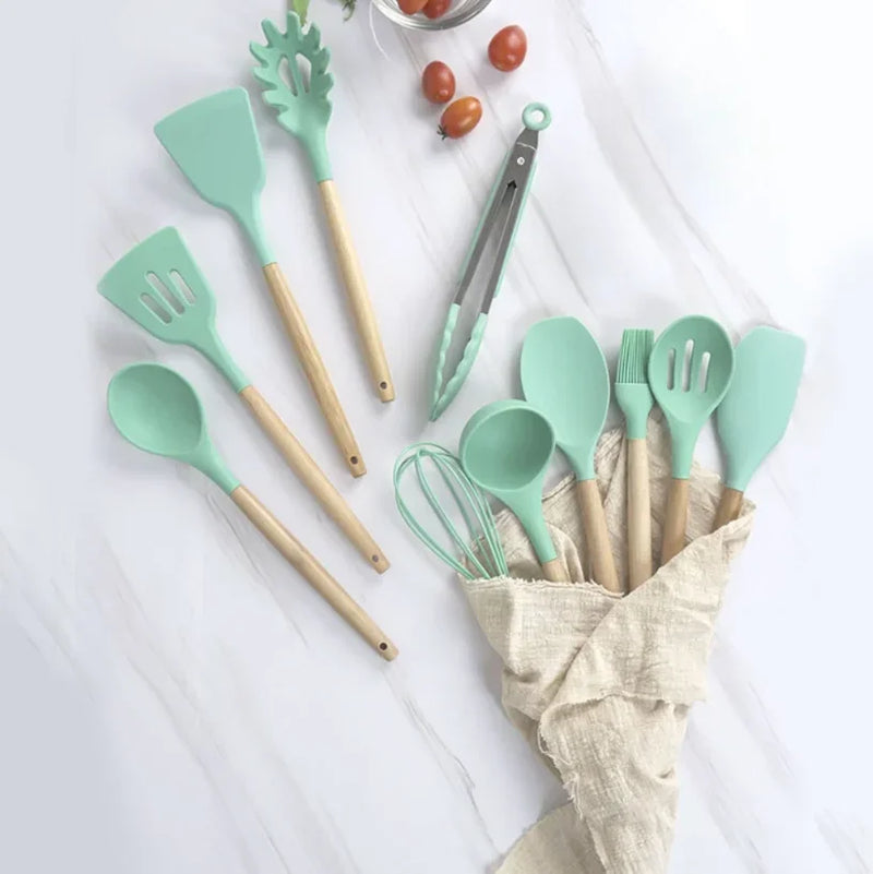 Conjunto de utensílios de cozinha de silicone para sua cozinha